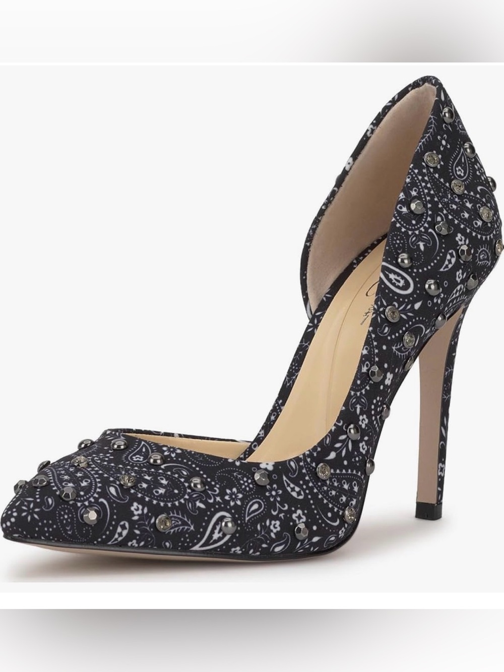 Jessica Simpson Studded Paisley Pointed-Toe Stiletto Pumps - Black size 6